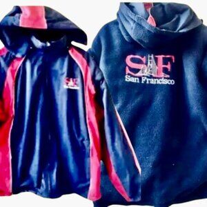 San Francisco Vintage Jacket REVERSIBLE Zip Off Sleeves Convert To Vest